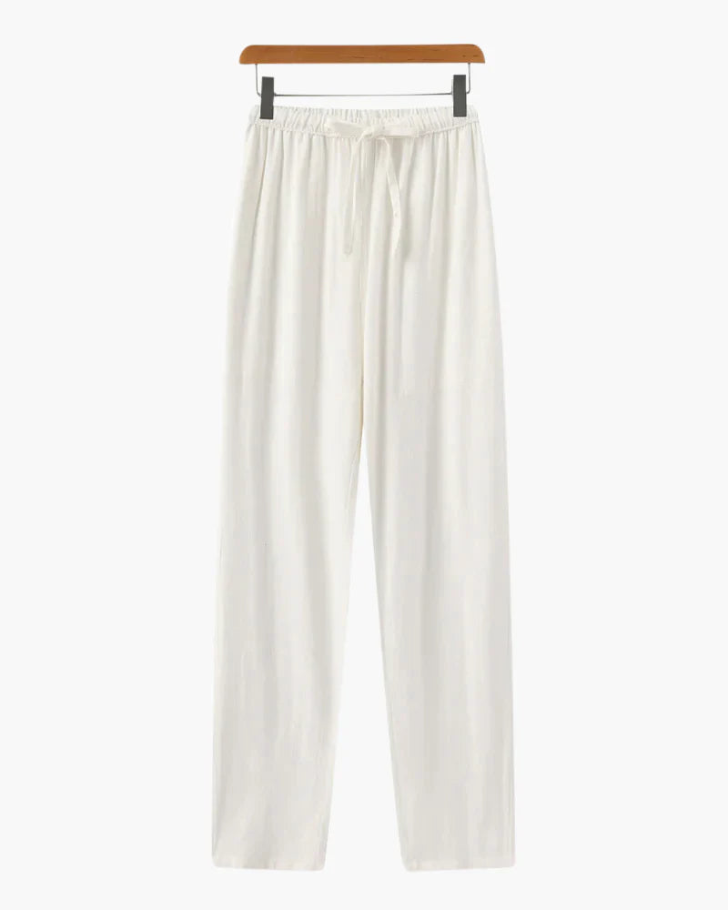 Pantaloni rilassati in lino con coulisse